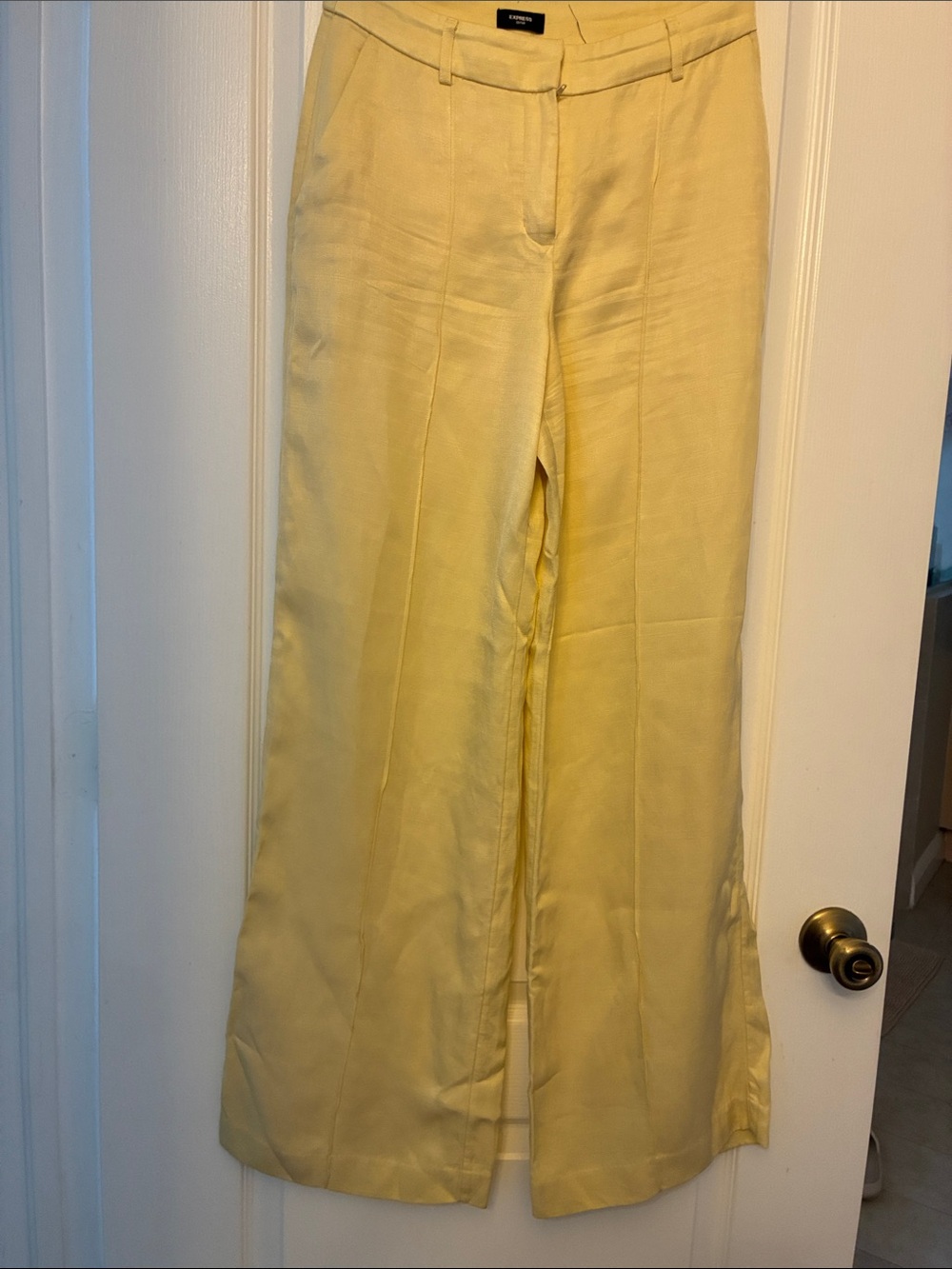 Express Linen Light Yellow Wide-Leg Women’s Pants
